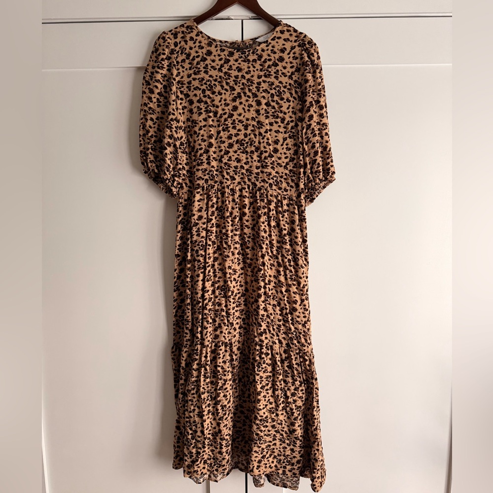 Animal Print Long Sleeve Maxi Dress